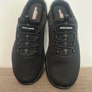 Skechers Black Mesh Slip-Ons